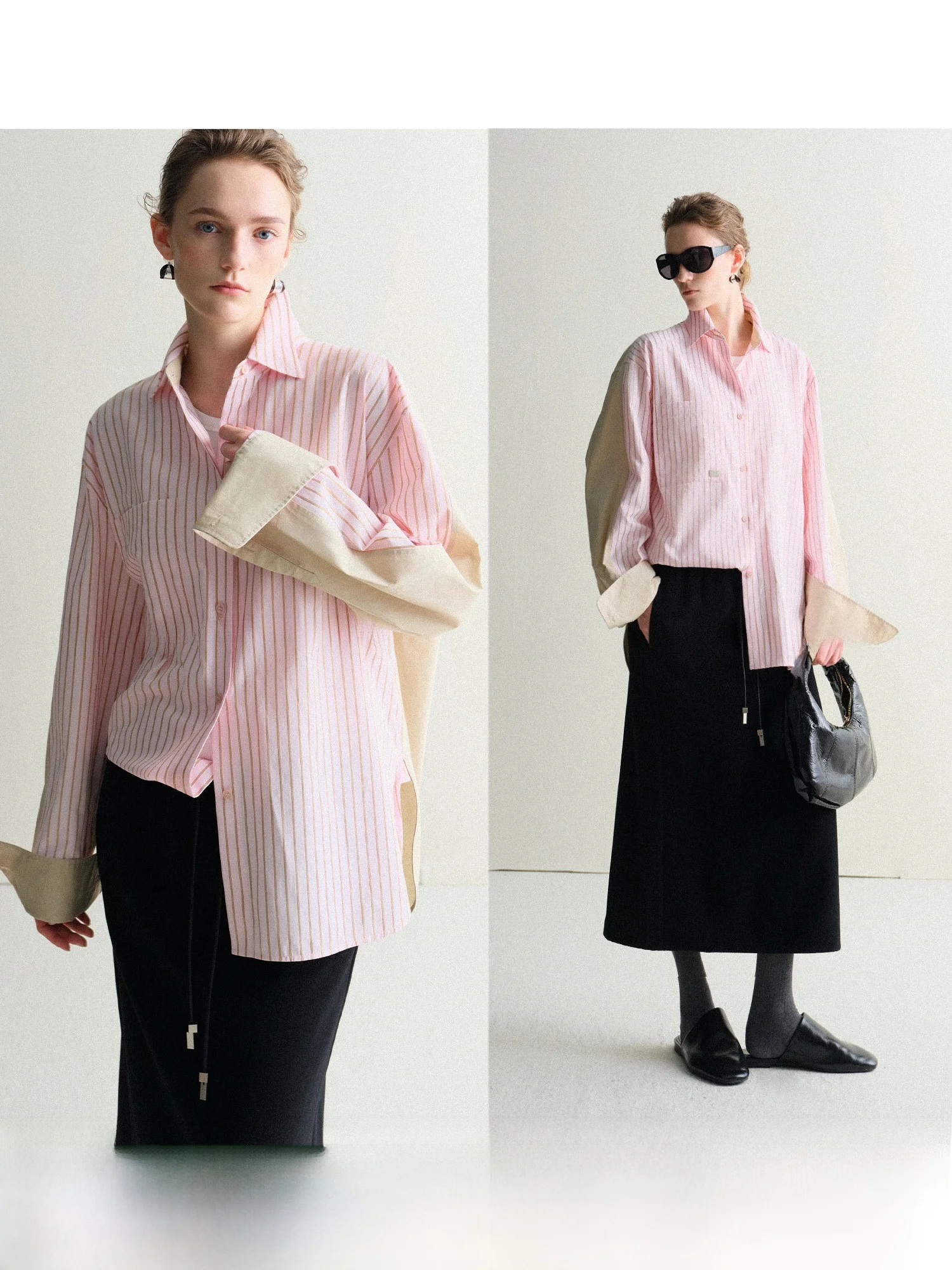 

Оригинальный дизайн Mogas: Длинная женская зимняя повседневная рубашка из хлопка и шелка с бархатными полосками и пэчворком, двусторонняя, с рукавами-крылышками.