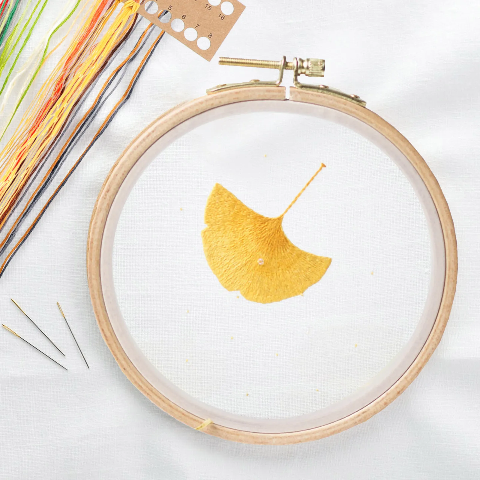 

Embroidery Ornaments DIY Kit Craft Floral Organza Beginners Adults Home Decoration Needle Thread Tool Stitching