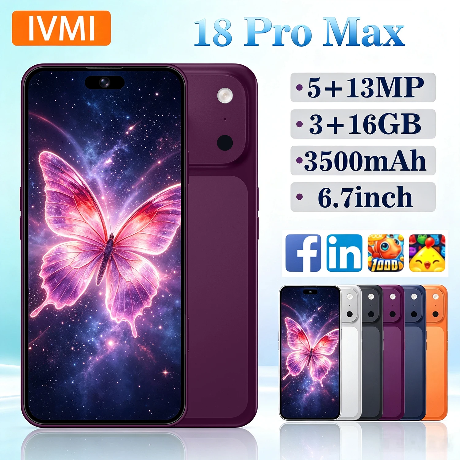 IVMI 18Pro Max Smartphones Android 10.0 Dual SIM 6.7