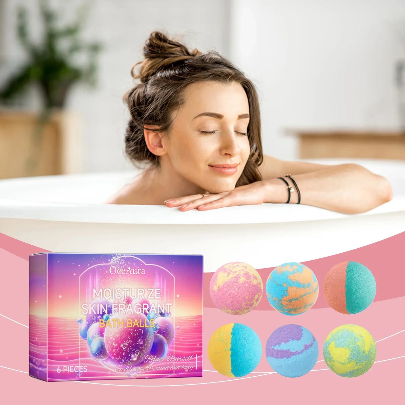 OceAura Bubble Bath Ball Moisturizing Nourishing Plant Floral Fragrance Lasting Fragrance Deep Cleansing Skin Bath Ball