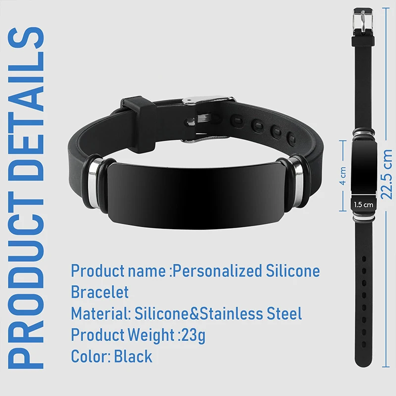 Customized Photo Text Bracelet, Personalized Silicone Wristband
