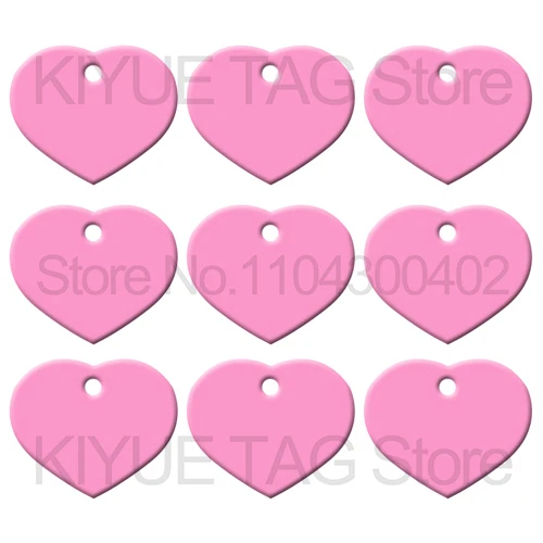 KIYUE Großhandel 100 Stück Herz-Aluminium-Hunde-ID-Tag, Haustiermarke, Erkennungsmarken, individuell gravierte, personalisierte Namensschild, personalisierter Halsband-Anhänger 6