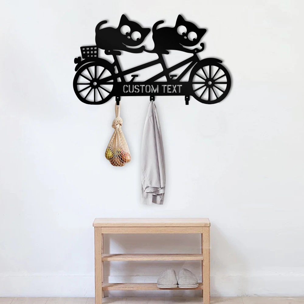 

1pc kittens bicycle New Design Personalized name Hooks Metal Art Metal Rack For Bedroom Hanging Hat Organizer