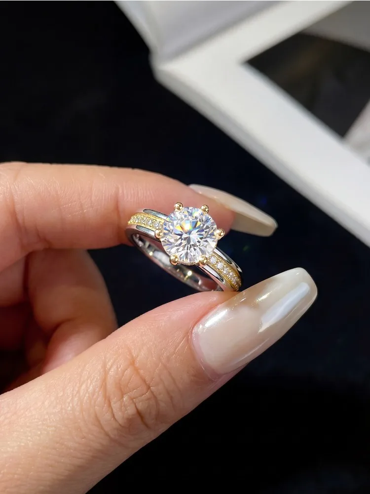 Modische, wunderschöne 2CT zertifizierte reine Moissanit-Diamant-Verlobungsringe für Damen, Hochzeits-Brautschmuck, Geschenk – Detail 3