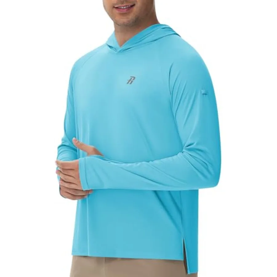 

Runhit UPF 50+ Fishing Shirts for Men, Long Sleeve Sun Protection Lightweight Hoodie, UV Hiking Running Rash Guard