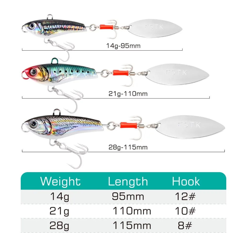 FSTK Freshwater Mackerel Bass Metal Vib Shad Casting Shore Jig 14 21 28G Jigging Blade Spoon Fishing Lure Artificial Bait Tackle