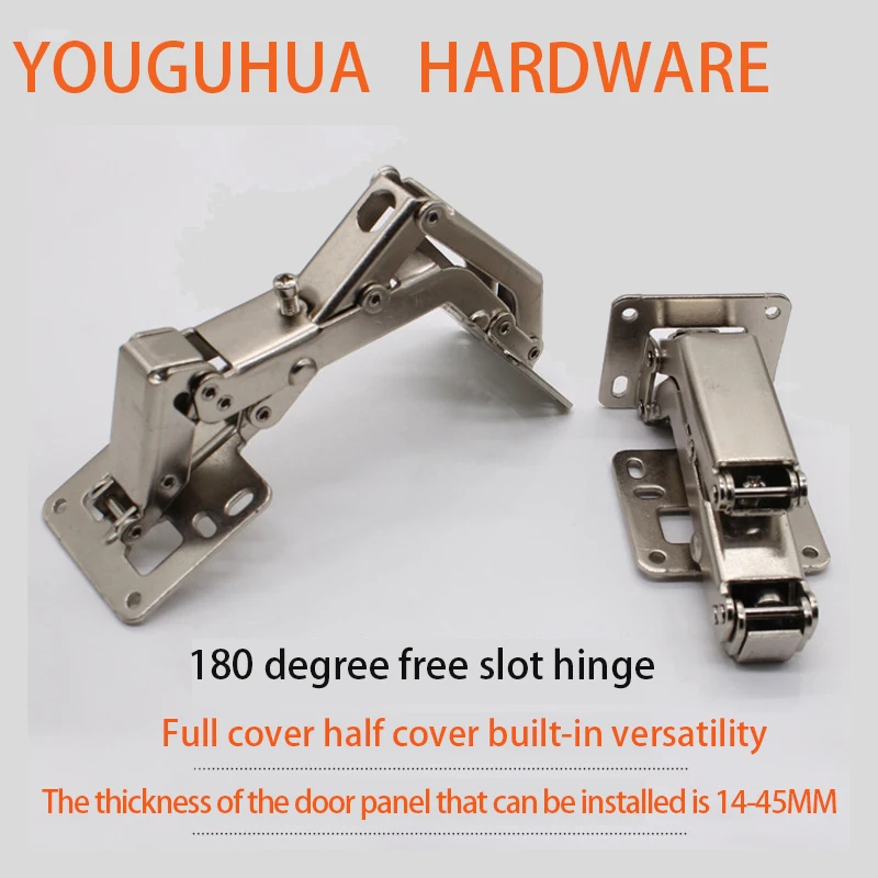 Slot-free Surface-mounted 170 Buffer Hinge Free-opening Thick Door Panel Large-angle Hinge Thickened Bridge Hinges