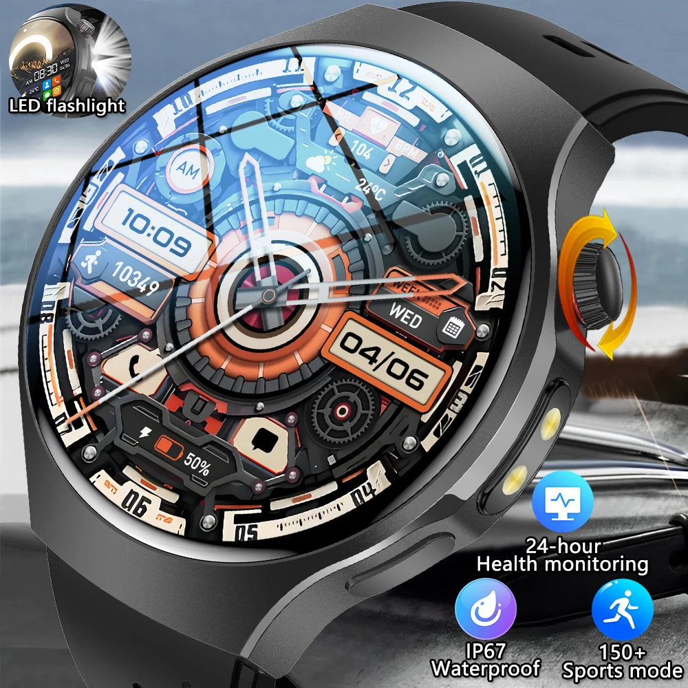 

2025 Новые мужские спортивные умные часы на открытом воздухе, светодиодный фонарик, экран 1,53 дюйма, IP67, водонепроницаемые, Bluetooth, умные часы с вызовом для Android IOS