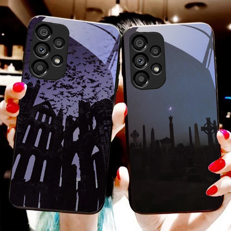 

The Dark House For Samsung Galaxy S10 20 Plus 21 FE 22 23 24 FE 25 Ultra Black Tempered Glass Phone Case Hard Shell