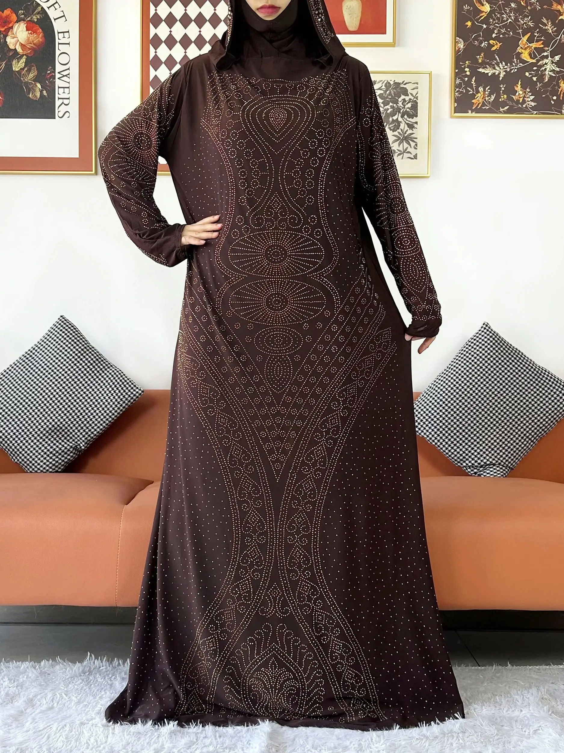 Moslim Dame Gebed Kaftan Capuchon Jurk Kalkoen-Afrikaanse Maxi Gewaad Met Hijab Dubai Arab Abaya Islam Kleding Ramadan Hoed Joint