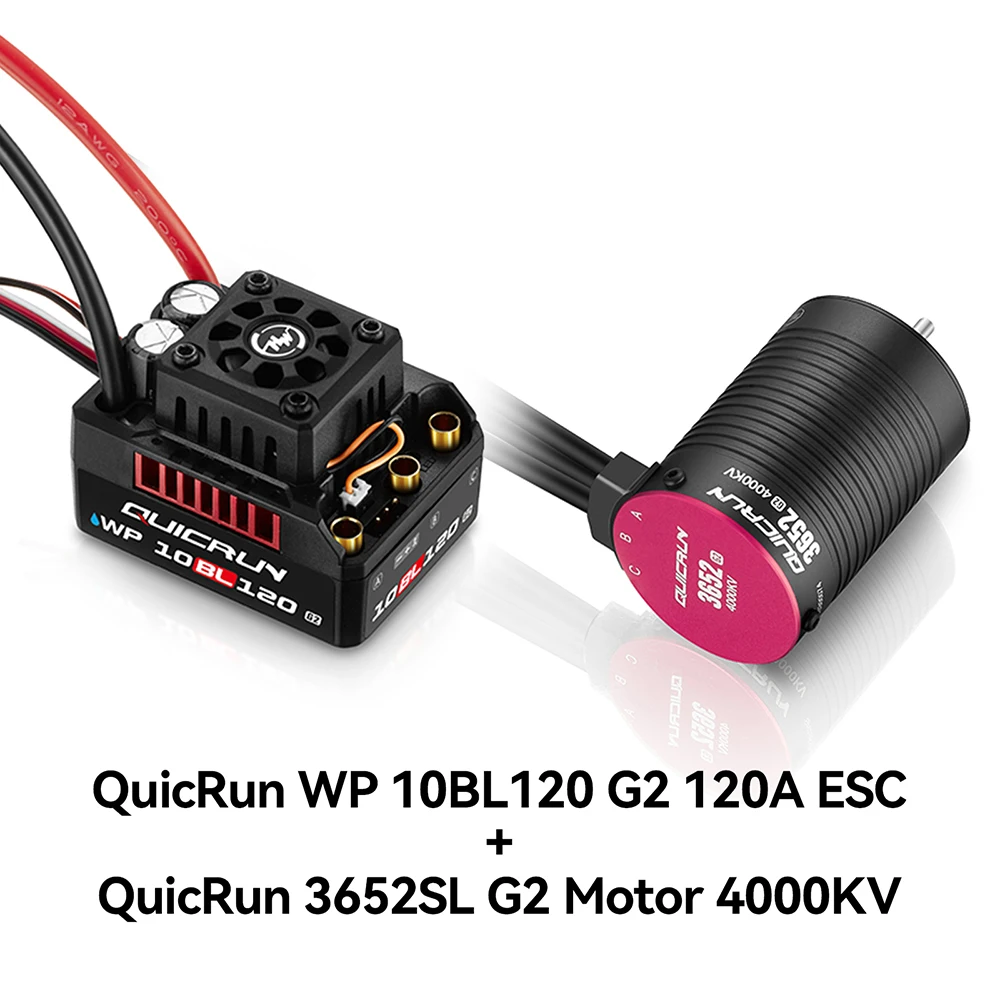 HobbyWing QuicRun WP 10BL120 G2 120A ESC 3652 3660 G2 Motor 2-4S Speed Controller