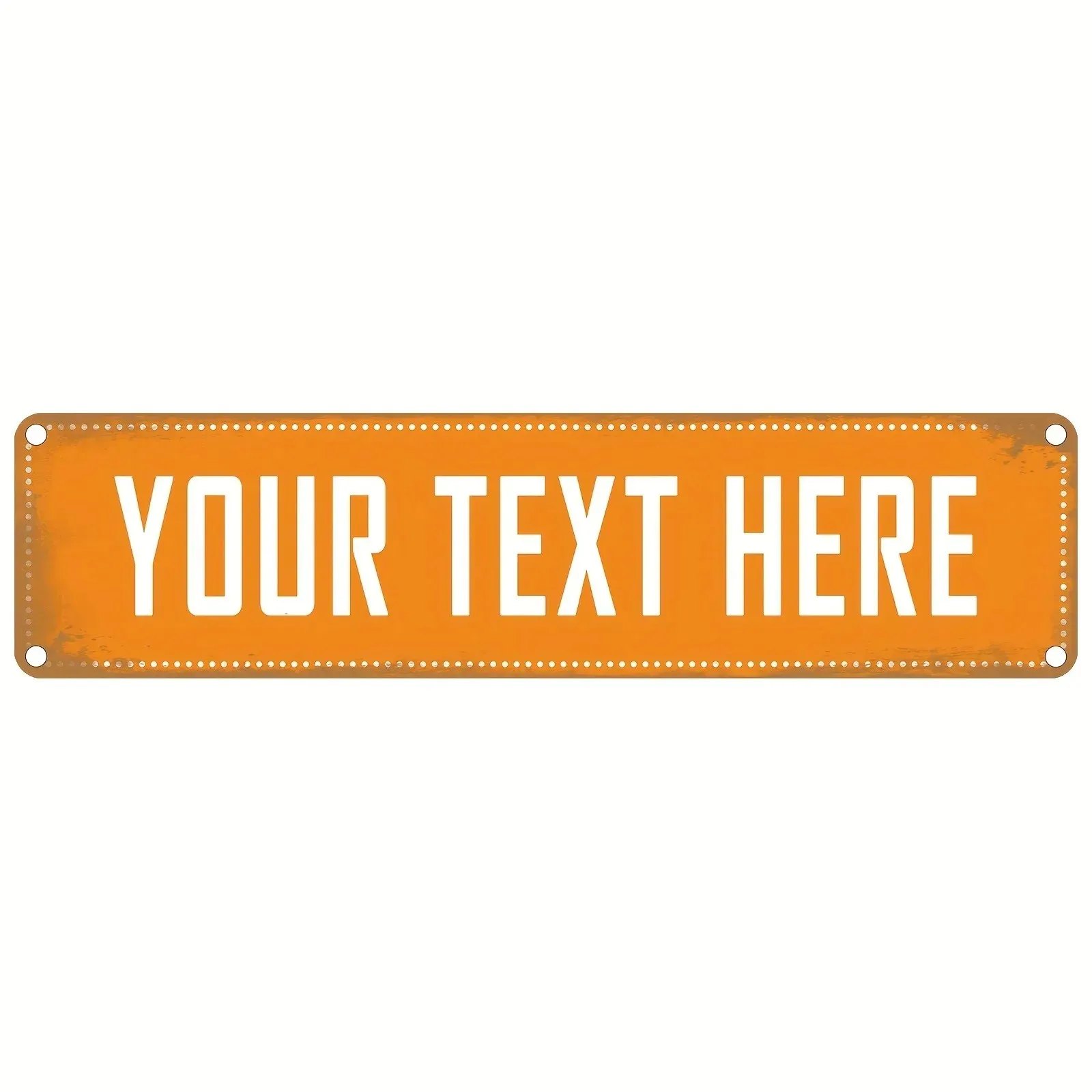 [2D Flat] 1pc [2D Flat] 40x10cm Vintage Rusty Orange Rivet Style Aluminum Sign Custom Personalized Text, Waterproof Home Wall De