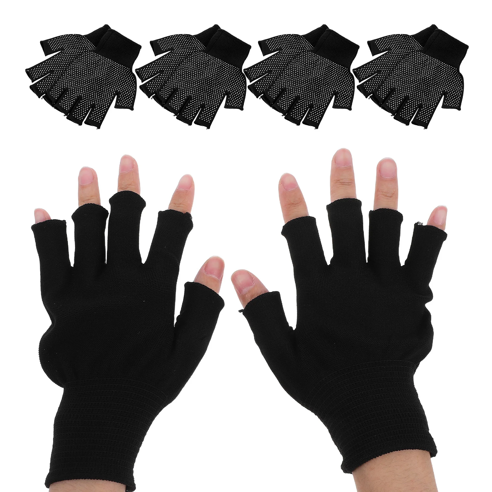 

5Pairs Non-Slip Fingerless Work Gloves Men Women Breathable Winter Warm Driving Cycling Hiking Cold Weather Gloves Half Finger