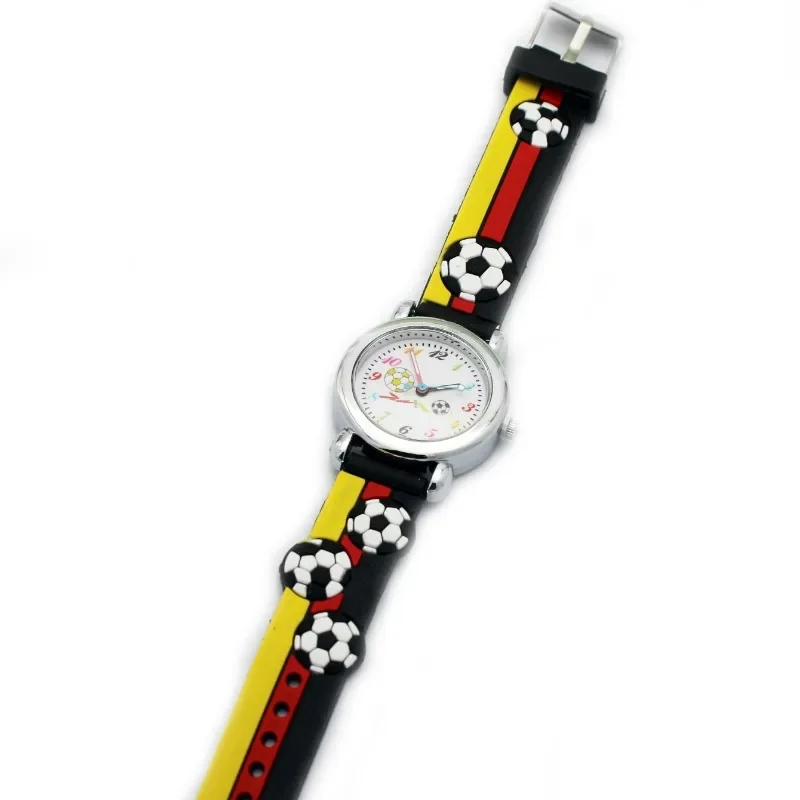 3D Football Cartoon Kids Watch Cute Creative Soccer Students Children\'s Quartz Watch Soft Silicone Boys Girls Watch Gift Clock