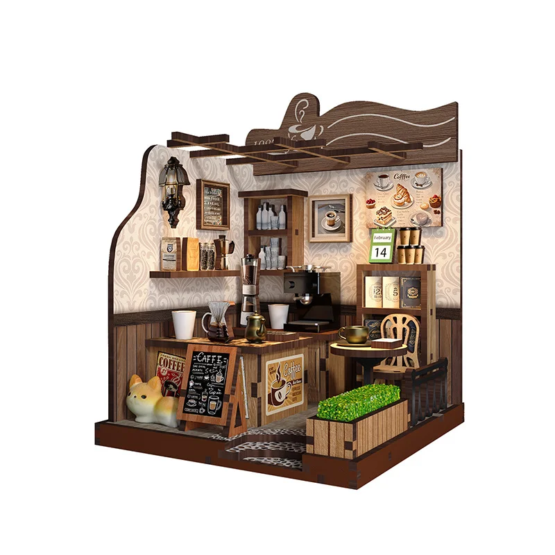 DIY Cottage Country Cafe Model House Smart Fun House Handmade Assembled Toy Micro Landscape House Mini House