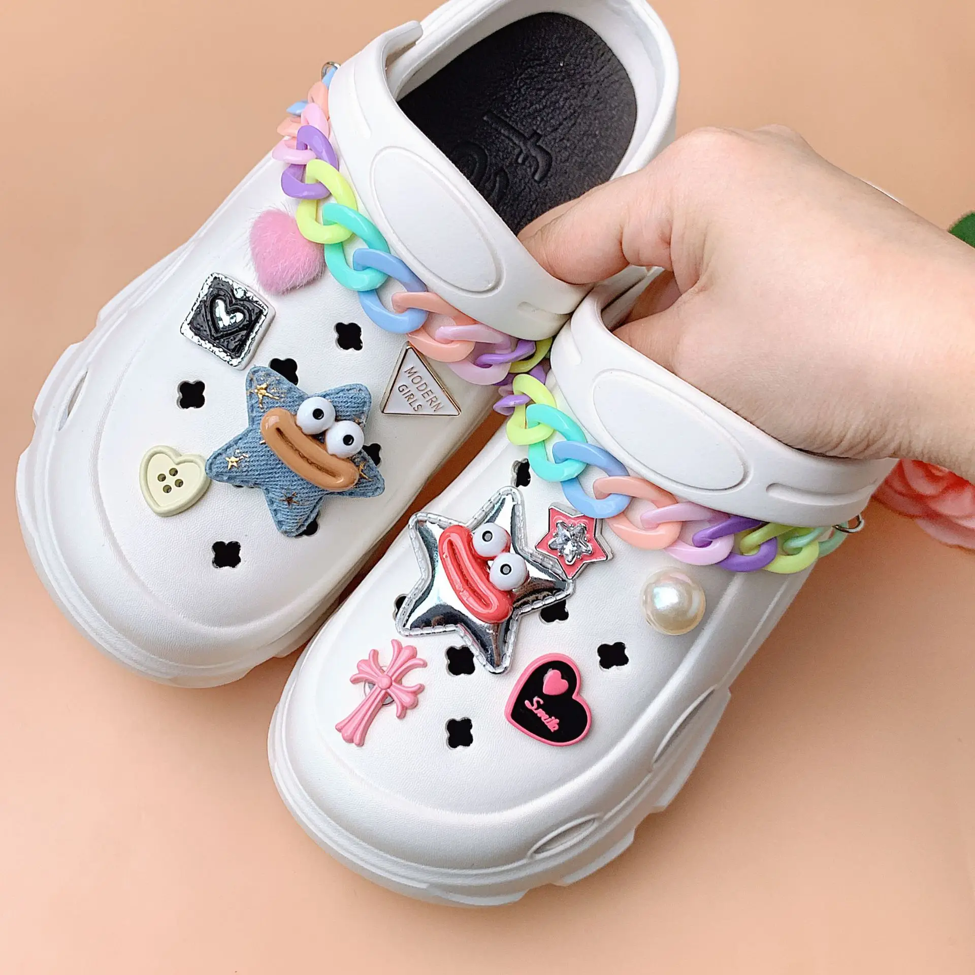 

New Hole Shoe Accessories Cute Cartoon Dopamine Sausage Mouth Star Doll Decoration DIY Detachable Shoe Buckle Shoe Accessories