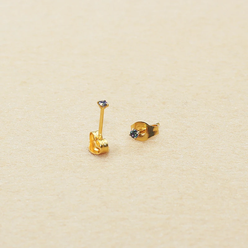Hypoallergene Edelstahl-Ohrringe 3/2mm Zirkon-Ohrstecker Farbiger Schmuck Nadel 0,8mm Neues Valentinstagsgeschenk Paar – Detail 2