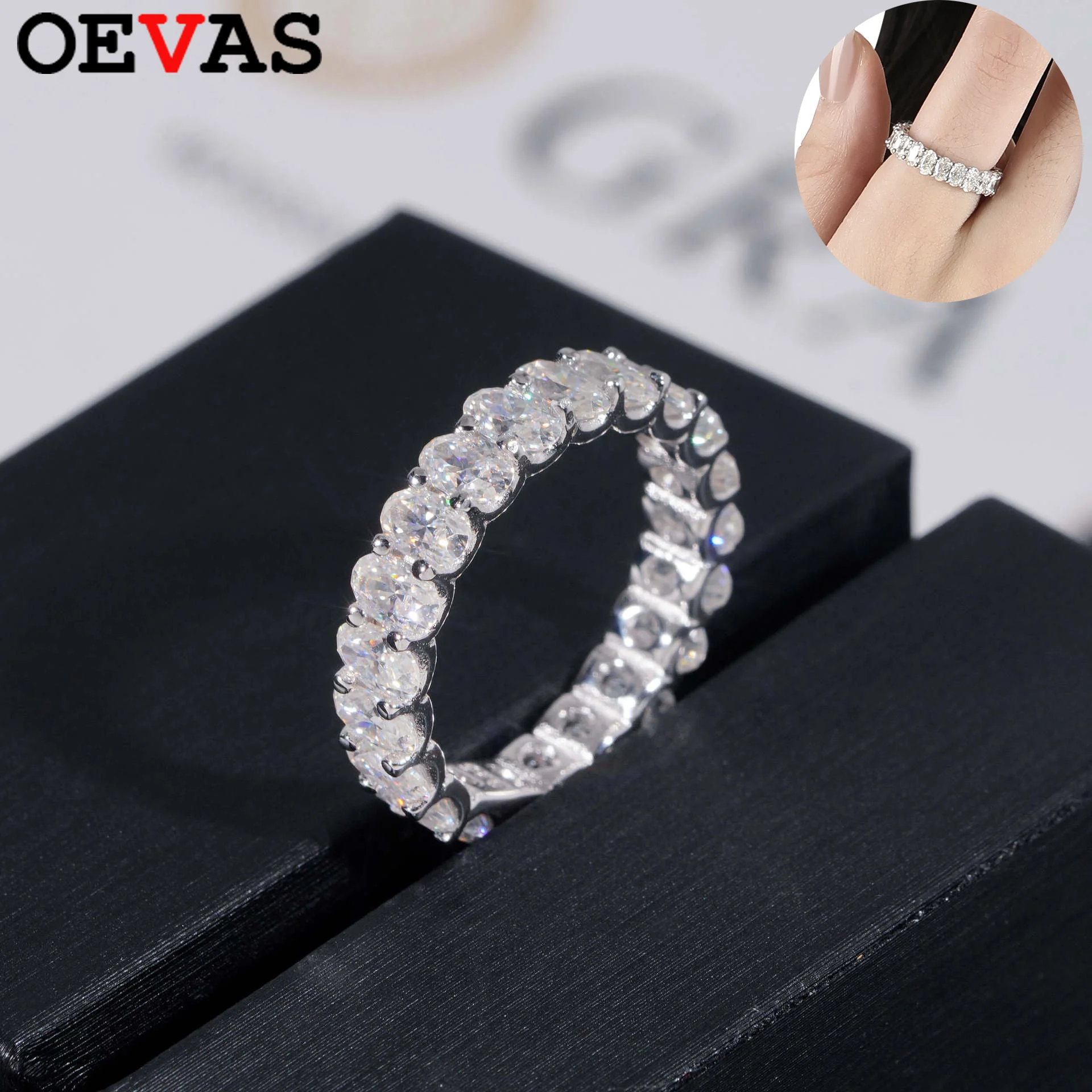 

OEVAS 3*5 мм овальное кольцо с муассанитом из стерлингового серебра S925, сверкающее лабораторное кольцо с бриллиантом для женщин, свадебные ювелирные украшения