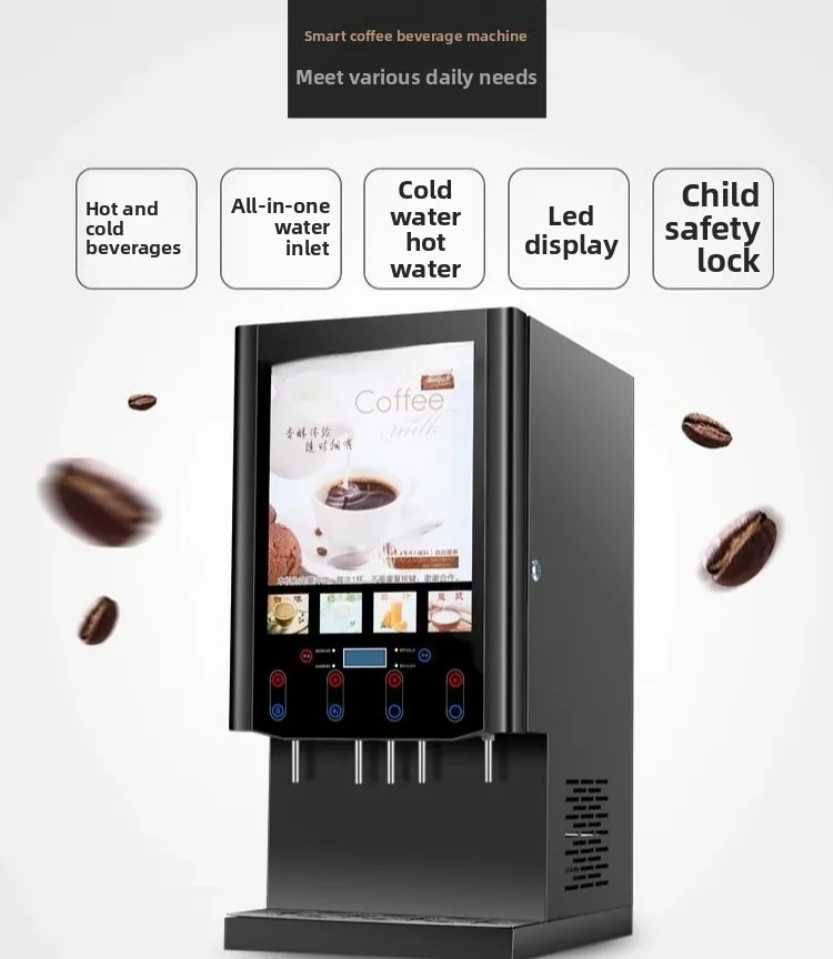 Mesin Kopi Instan Jus Teh Susu Dingin dan Panas Terintegrasi Komersial Sepenuhnya Otomatis