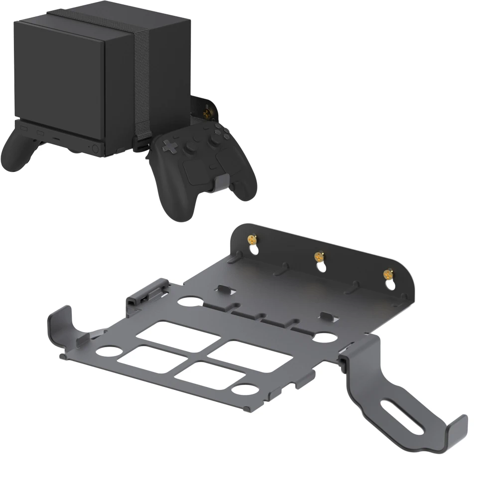 Steel Wall Mount Bracket for Steam Machine Heavy-Duty Sturdy Elastic Strap Quick-Release Precision Positioning Sticker Full Port
