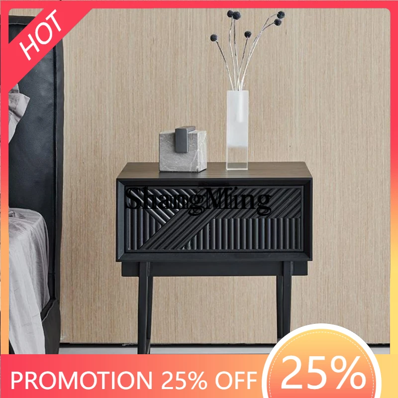 

ZYY exquisite fashion light luxury carved bedside table small apartment bedroom locker modern simple solid wood edge few