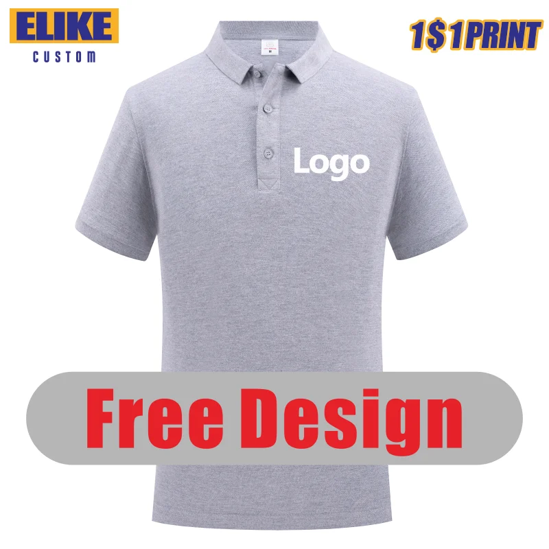 ELIKE High-Quality Pure Cotton Polo Shirt Custom Logo Print Personal Design Tops Embroidery Summer Men And Women Clothing S-4XL