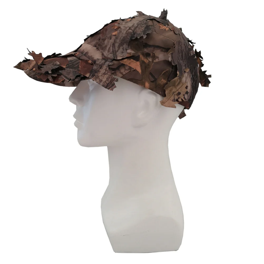 في الهواء الطلق ورقة الغابة التمويه قبعة بيسبول قابل للتعديل حزام الأشعة فوق البنفسجية حماية المحمولة للصيد الصيد السفر #5