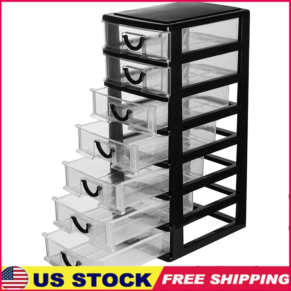 

Mini Plastic Drawer Organizer Small Storage Drawer Units 7 Clear Storage Containers Office Crafts Room Garage Jewelry Supplies