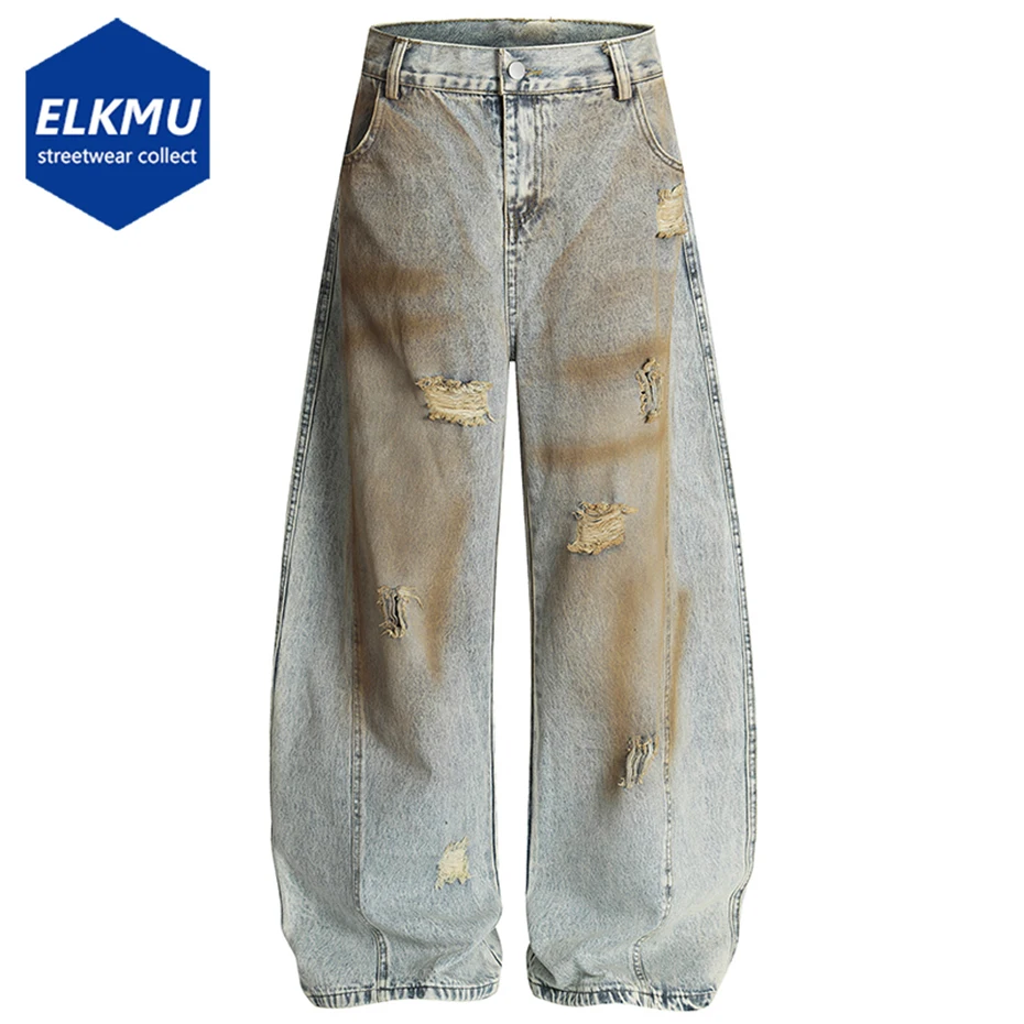 

Vintage Baggy Jeans Blue Loose Ripped Denim Pants Men Streetwear Harajuku Hip Hop Jeans