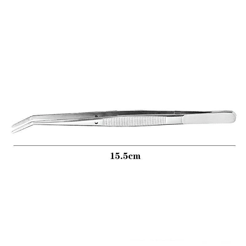 1Pcs Stainless Steel Tweezers Serrated Curved Dental Instruments Dental Tool Thermally Sterilizable Dentist Dental Laboratory