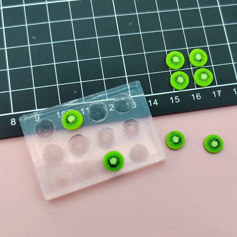 Mini Kiwi Fruit Slice Silicone Mold 1:12 Dollhouse Miniature Food DIY Resin Epoxy Clay Mold Handmade Craft Silicone  mold
