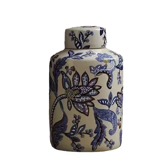 

Blue and white hand-painted decorative jar New Chinese ceramic creative flower arrangement Home flower ornaments