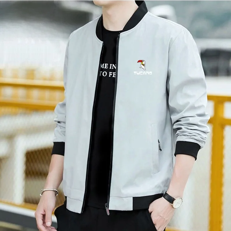 

Slim Fit round Ne Men's Jaet Casual Sle Spring Autumn New Model Youth Faionable Polyester Long Sve irt Coat
