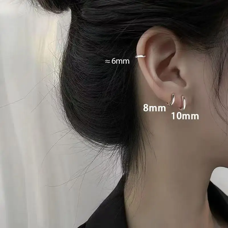 Minimalist Hoop Earrings 2Pcs Hypoallergenic Gold Silver Finish Multiple Sizes for Teen Girls Friend Group Gift Daily Wear