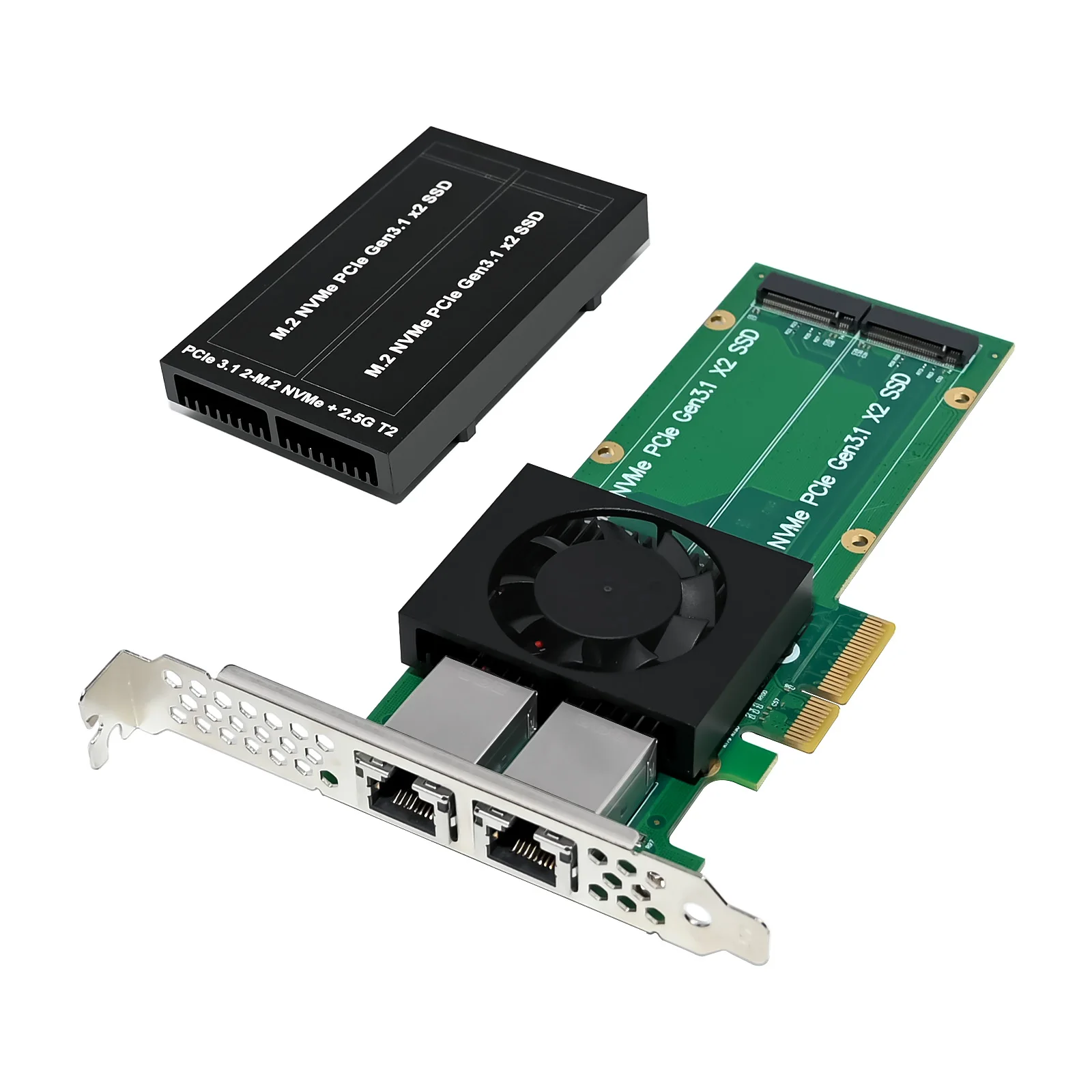 Sunweit ST5114 PCIe X8 ASM2812&I226 2.5G 1000Mbps RJ45 T2 إلى LAN مع محول 2 NVMe SSD #2