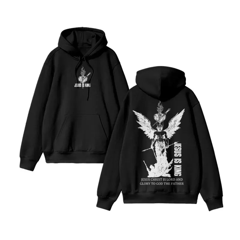 

2025 Autumn and Winter Unisex 100% Cotton Jesus Is King Design Print Hoodie High-end Luxury Is for Both Men and Women Top Y2k