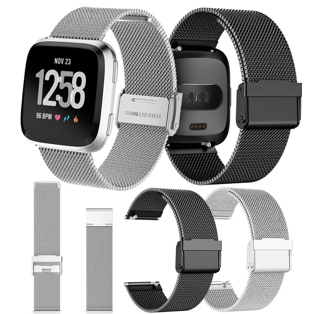 Milanese Loop Band For Fitbit Versa /Versa Lite/Versa 2 Replacement Metal Strap with Buckle Bracelet SmartWatch Accessories