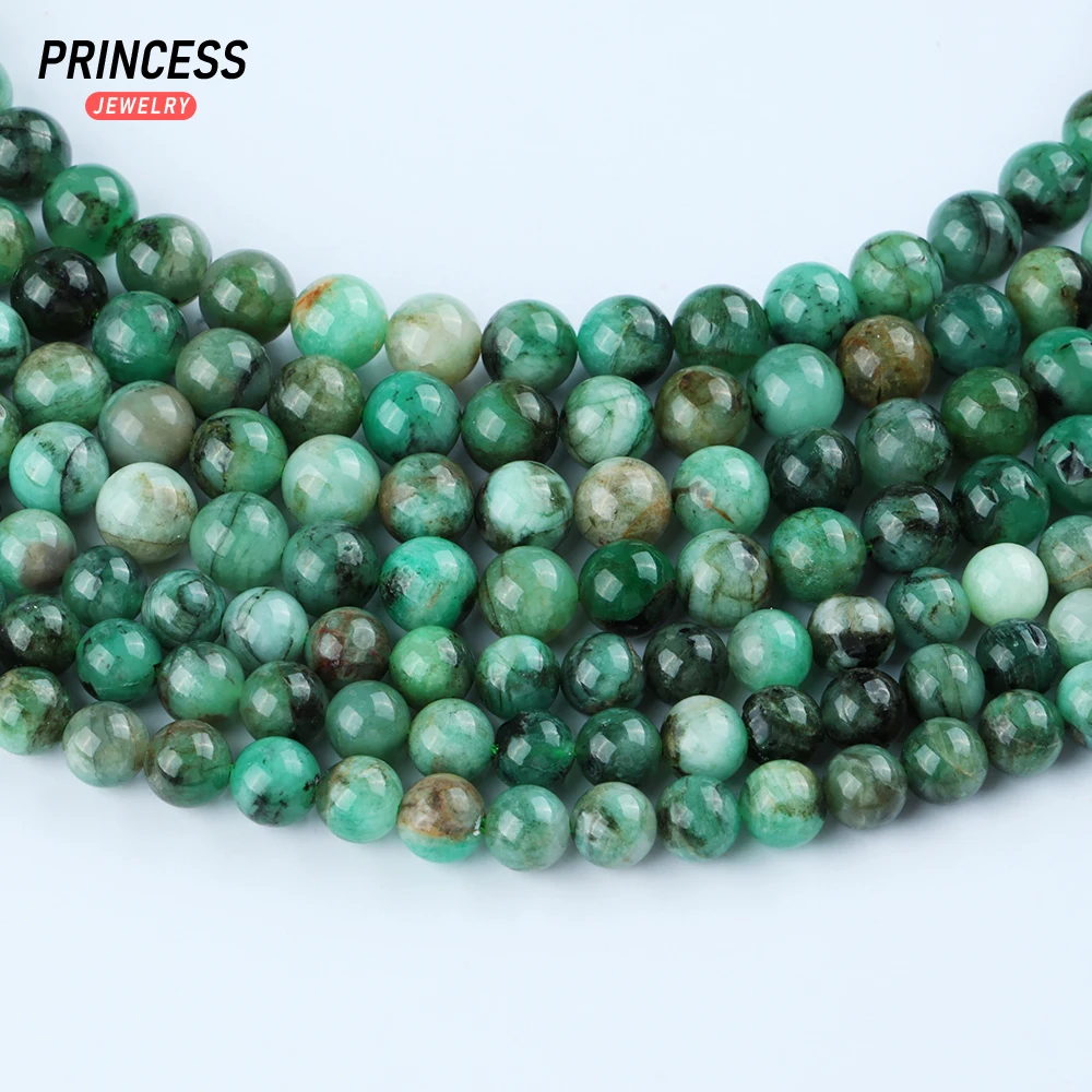 A+ Natural 6mm 7mm Emerald Without Any Treatment Loose Beads for Jewelry Making Bracelet Wholesale Stone Beads DIY Accessories