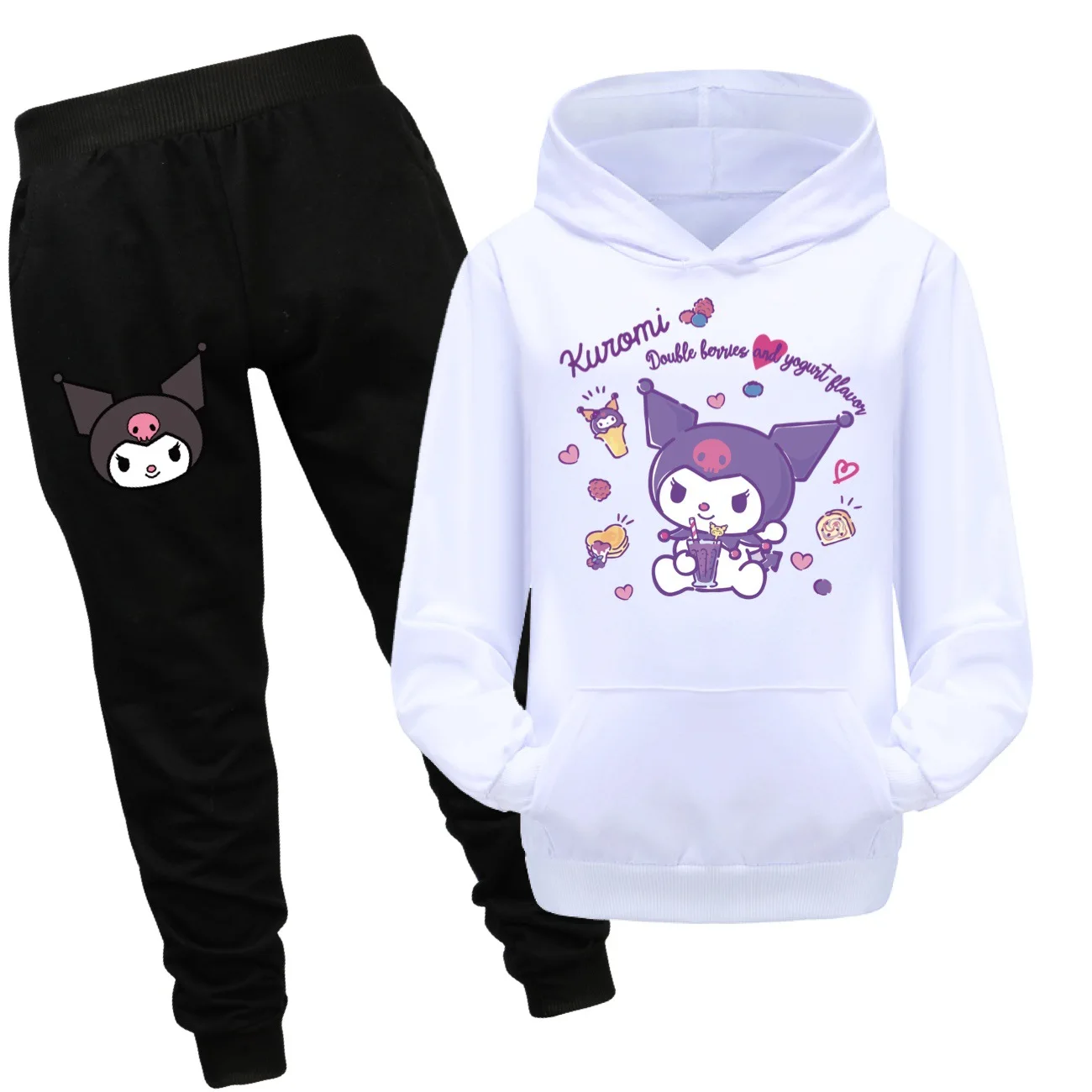 kuromi Toddler Sweatshirt Clothing Cotton Teen Hoodies Outfit Boys Hooded T Shirt Pants Sets for Kids Girl Fall Tops Clothes2978