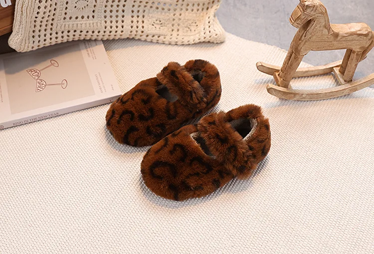 Kinder Warme Flache Freizeitschuhe 2027 Mode Herbst Winter Koreanische Leopardenmuster Plüschschuhe Plüsch Mädchen Baumwollschuhe – Detail 17