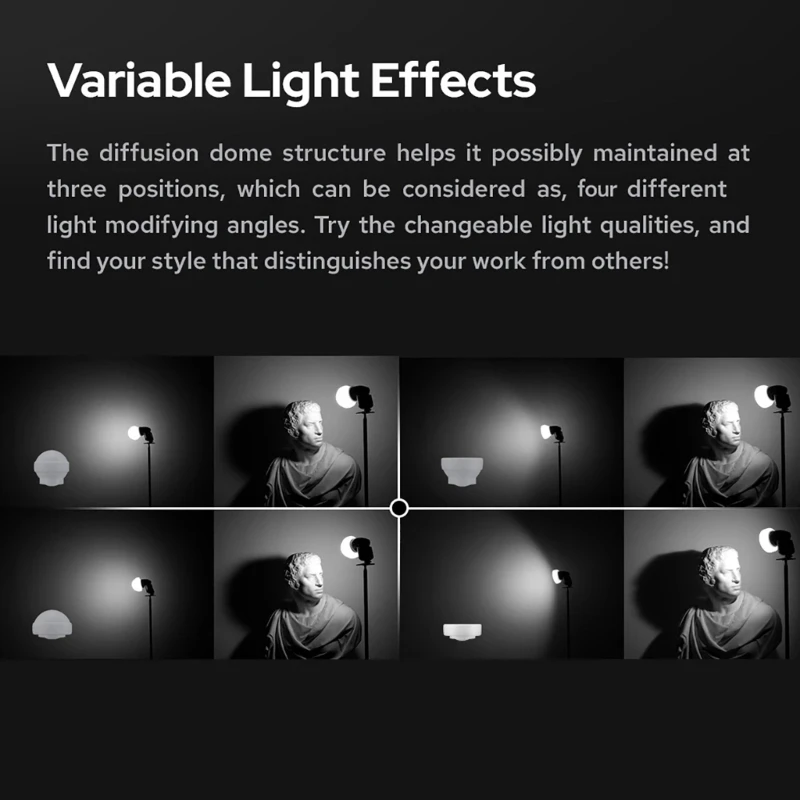 AK-R22 difusor cúpula plegable silicona para fotografía para Flashes serie V1 AD100PRO AD200PRO fotografía