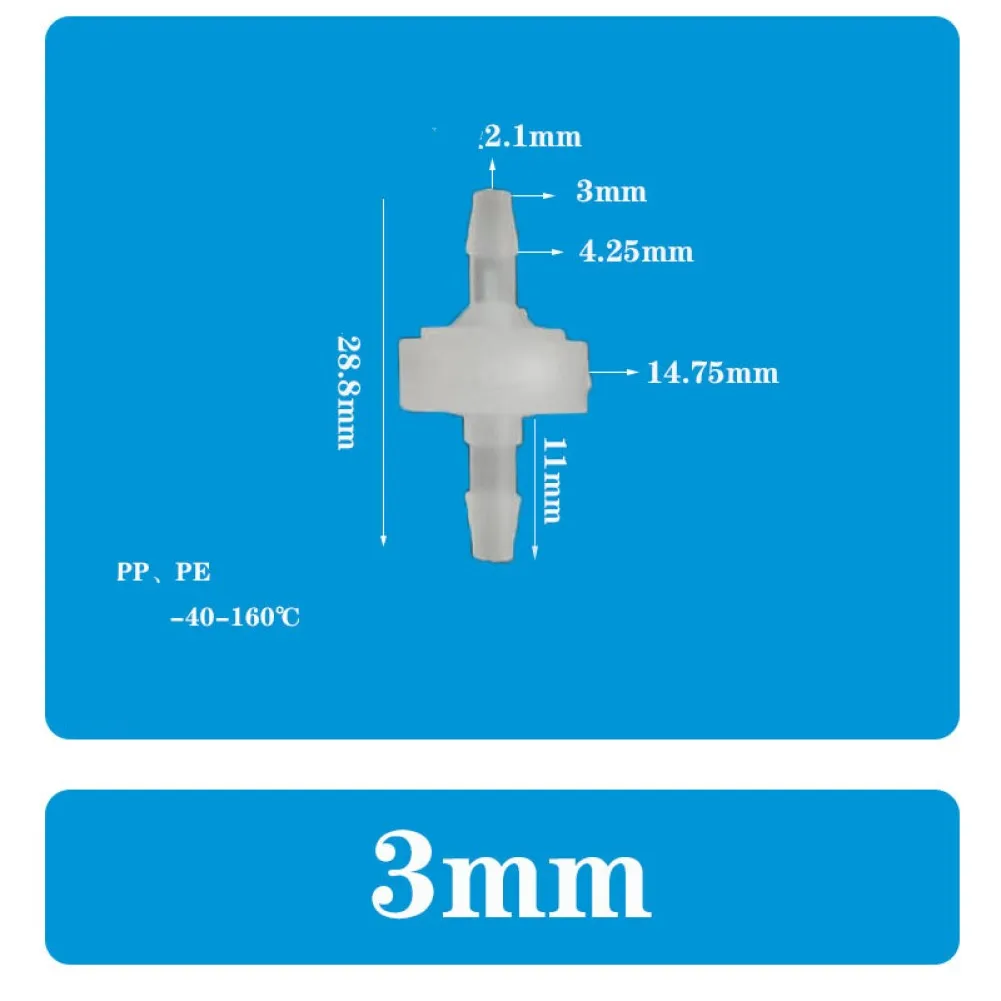 

3mm To 12mm Plastic White Check Valve Way Non-Return Valve Oil Gas Water Air Professional Grade Non-return Valve For Marine