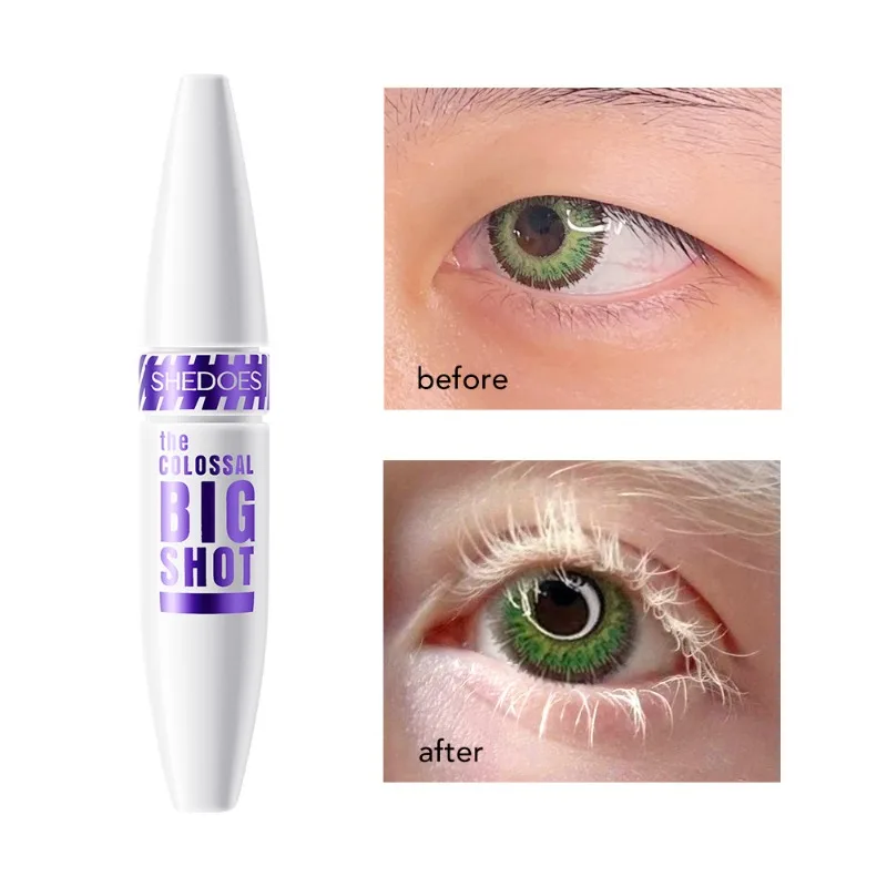 1PCS White Thick Slender Waterproof Non Smudging Eye Black Base Durable Fast Drying Curling and Curling Eyelash Makeup Product