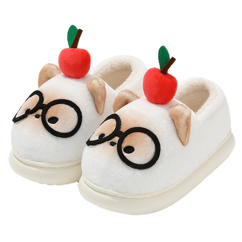 

New kawaii doofy cat slippers woman fuzzy bedroom shoes keep warmglasses kitty slippers women's fun kitten shoes closed back