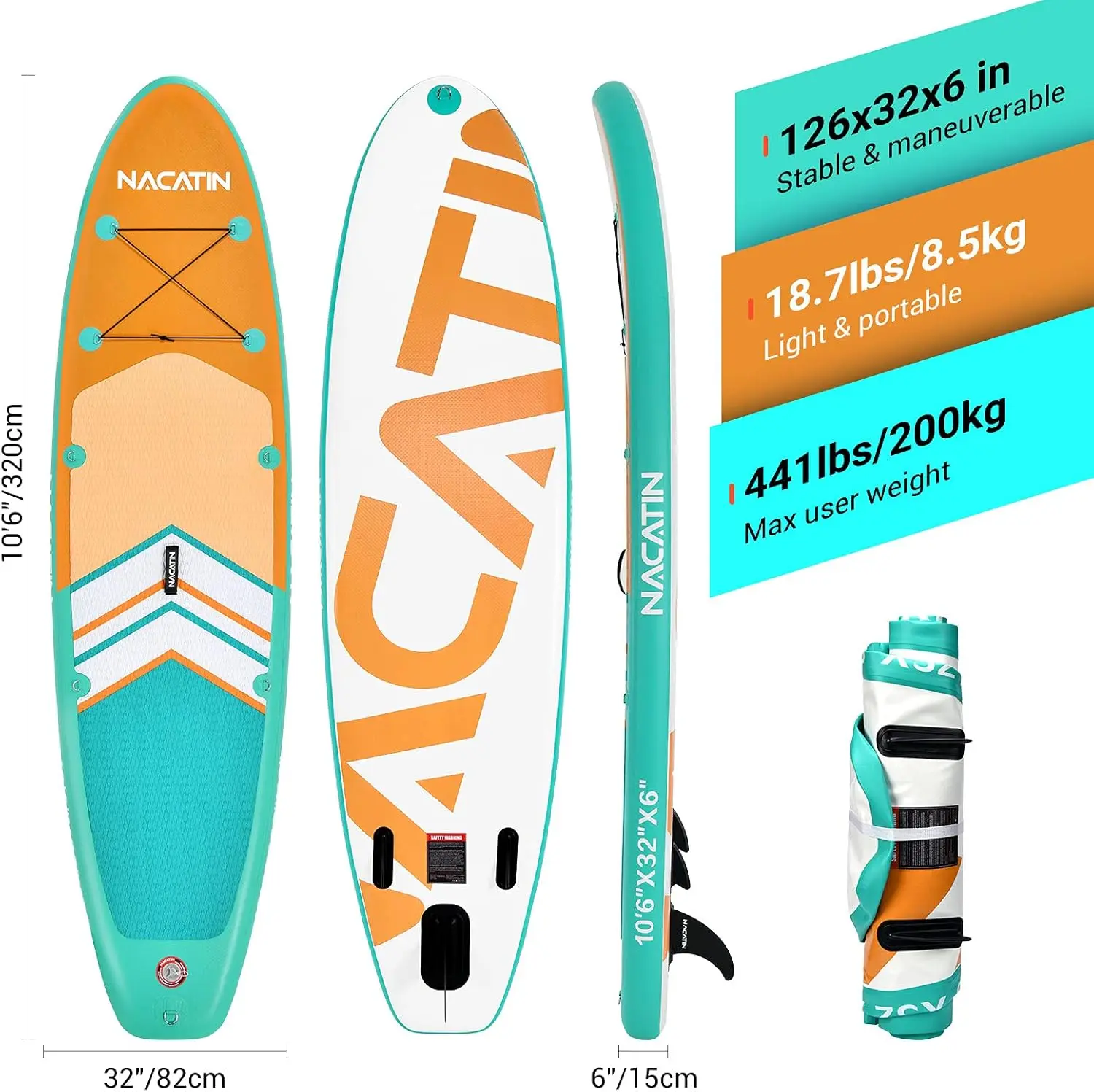 Opblaasbaar stand-up paddleboard met kajakstoel, 10'6 "upgrade-versie opblaasbare paddleboards voor volwassenen met premium SUP