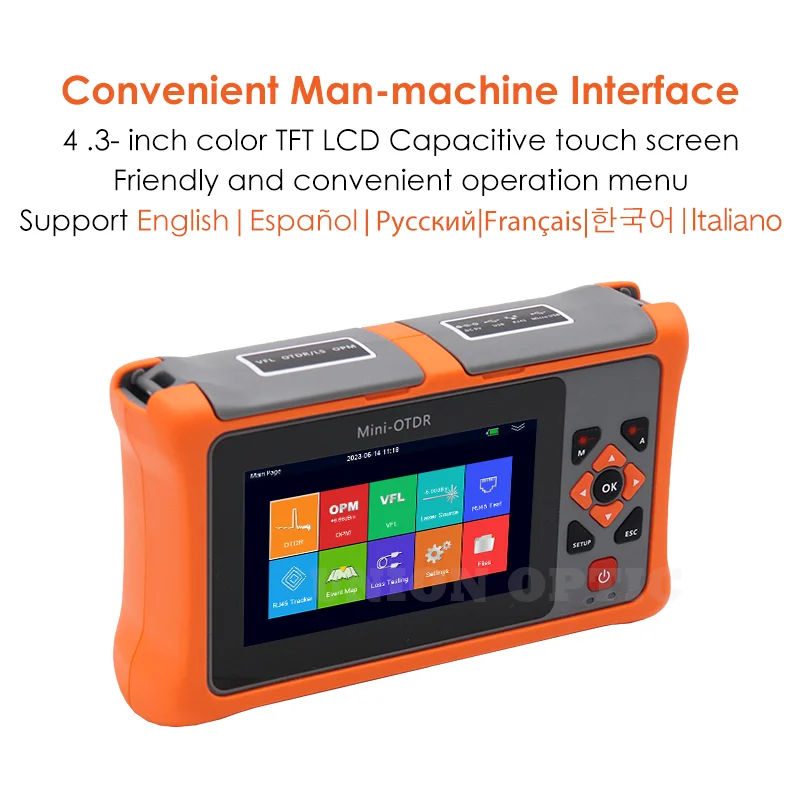 Mini OTDR 26/24dB Multifunctional Active Live Fiber Optic Reflectometer Touch Screen VFL OLS OPM Event Map Ethernet Cable Tester