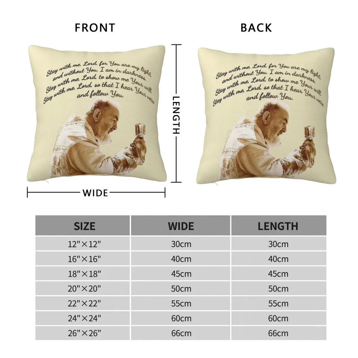 Padre Pio Of Pietrelcina Stay With Me Lord Square Pillowcase Polyester Linen Velvet Creative Zip Decor Sofa Cushion Case