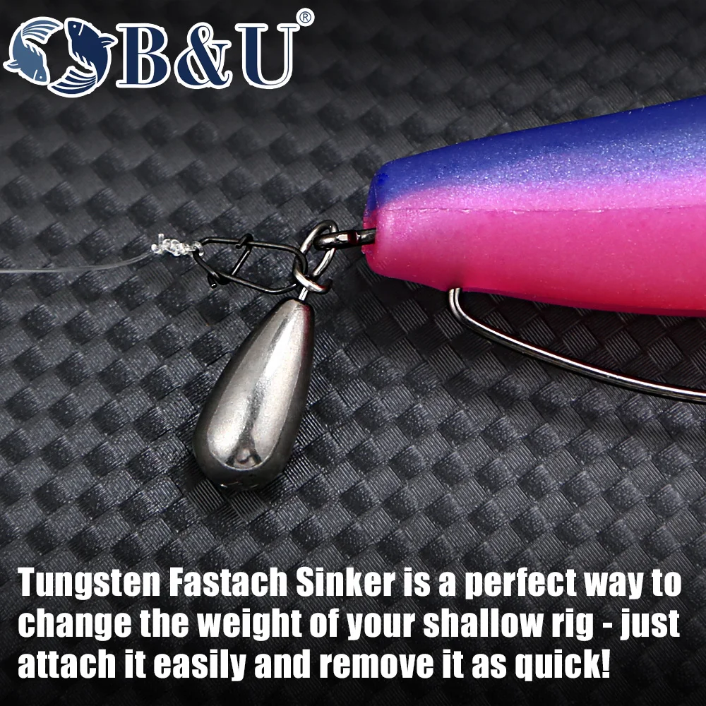 B&U Tungsten Fastach Sinker Fishing Sinker Hook Connector Line Sinkers Additional Weight Quick Release Casting Fishing Tools