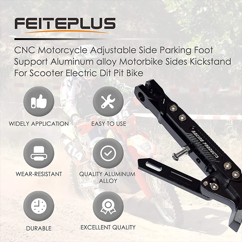Motorcycle Adjustable CNC Metal Foot Bracket Kick Side Bracket Durable Corrosion Resistant Bracket Motorcycle Stand Accessories