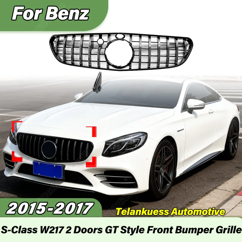 For Mercedes-Benz S-Class 2-door W217 2015 2016 2017 Automobile GT Style Front Bumper Air Intake Grille Body Modification Kit